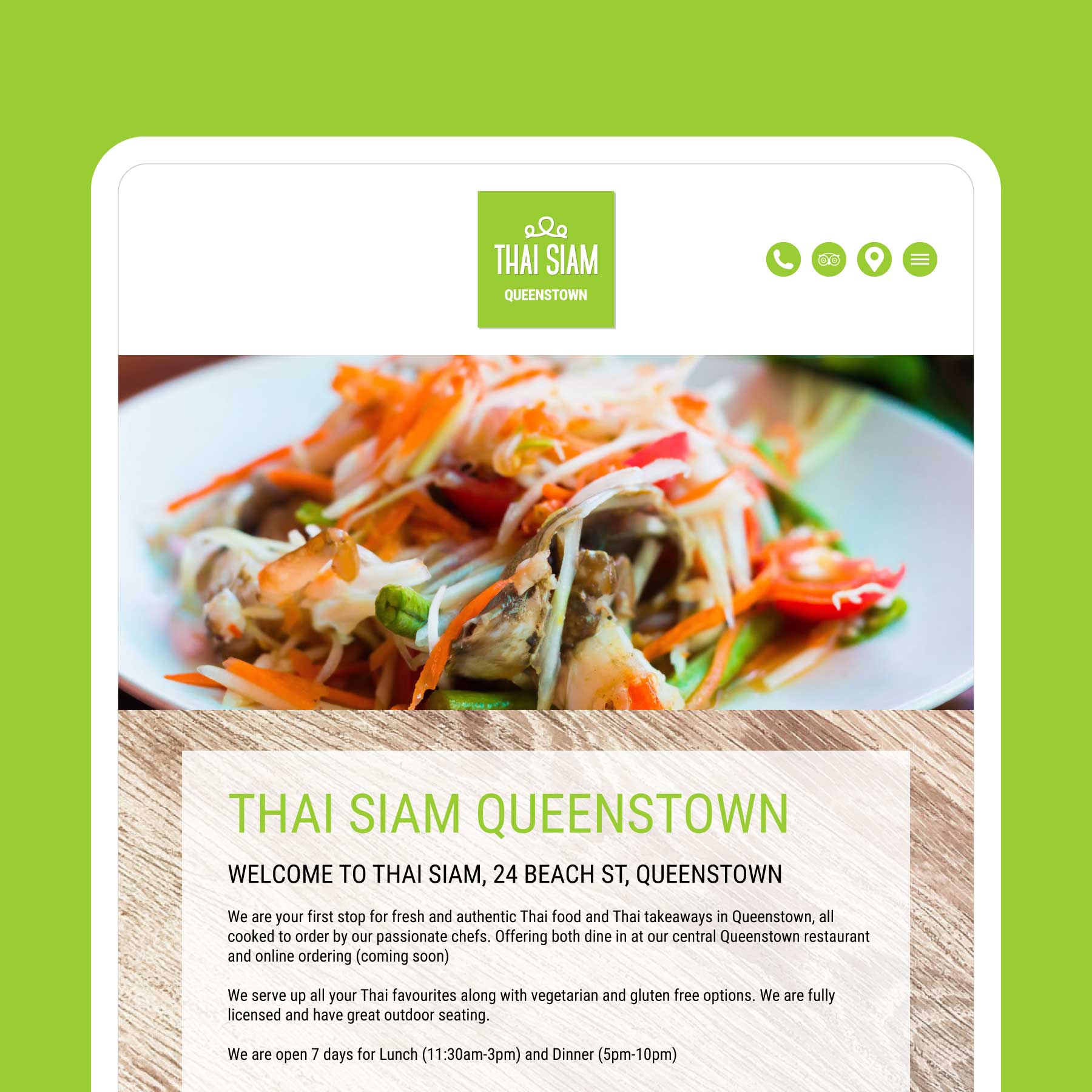 Thai Siam Thai Restaurant & Takeaway Queenstown Web Design